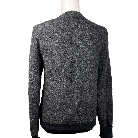 J Crew Zip Up Sweater Charcoal Gray Bumpy Wool Soft & Fluffy Jacket Size L - Picture 2 of 9